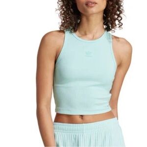Adidas Women's Sky Blue Ribbed Crop Top